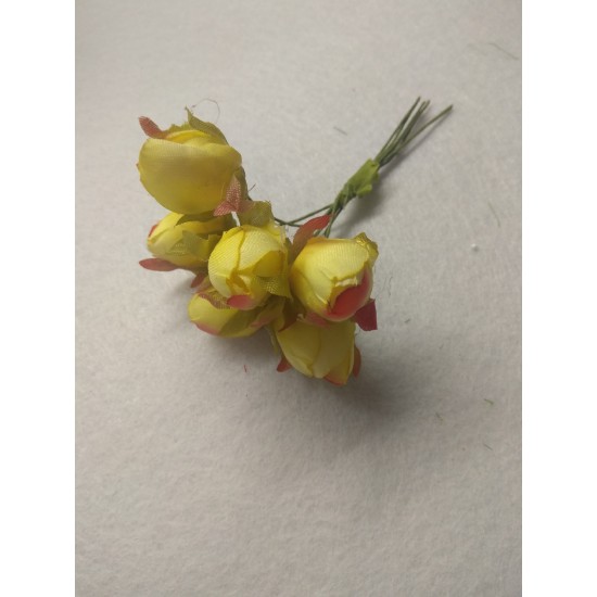 Цветы из ткани 1,8*2,5 см в пучках (6 шт) цв. желтый, цена за пучок